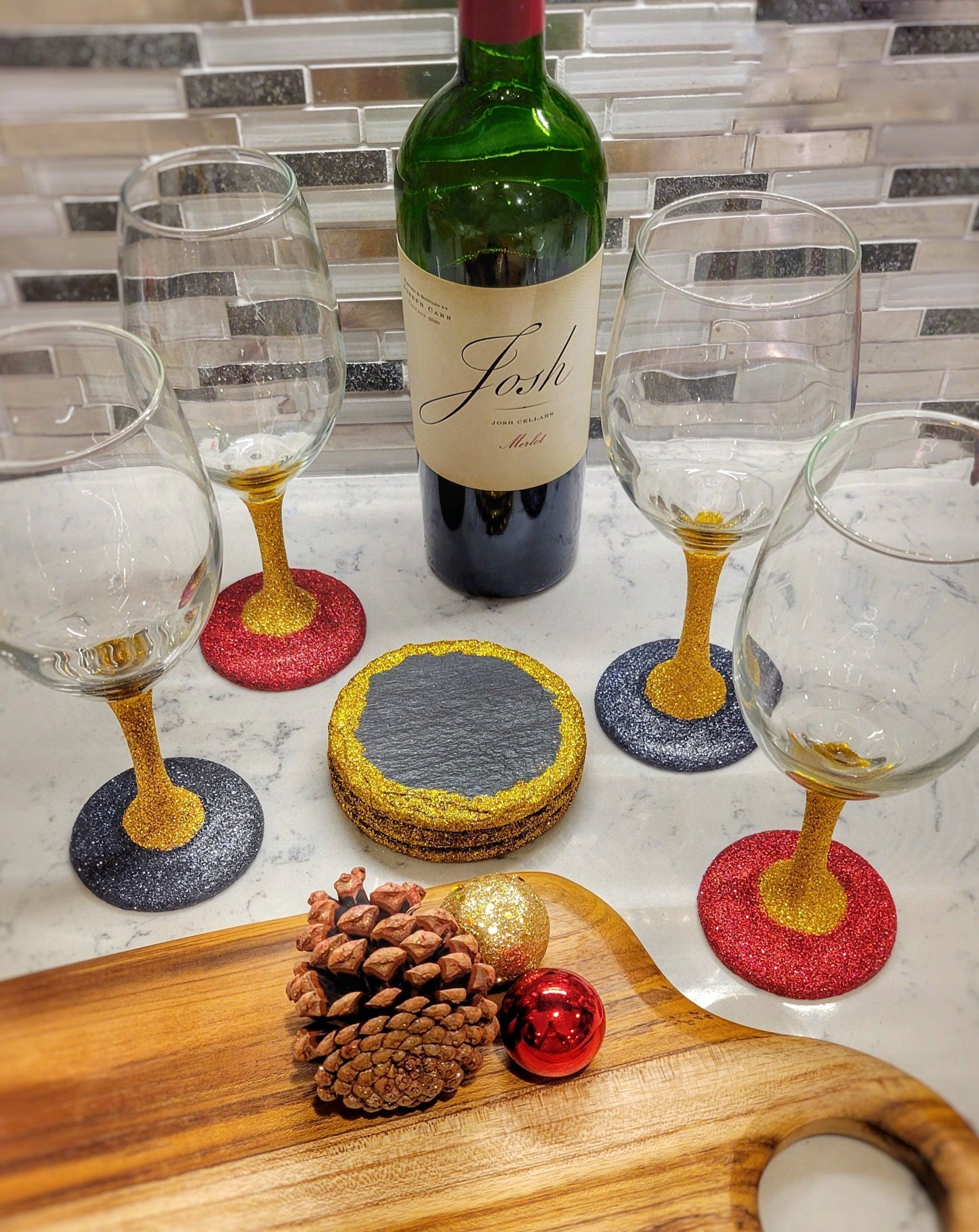Iowa State Inspired 14 oz. Glitter Wine Glass