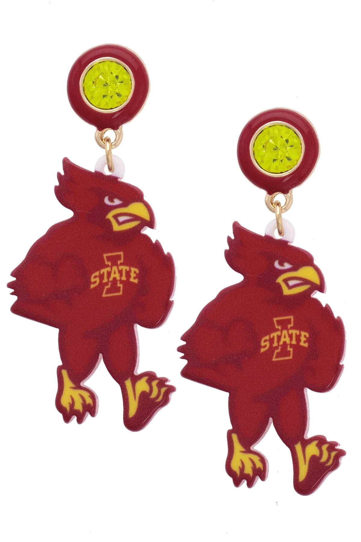 Iowa State Cyclones Resin Mascot Earrings in Red