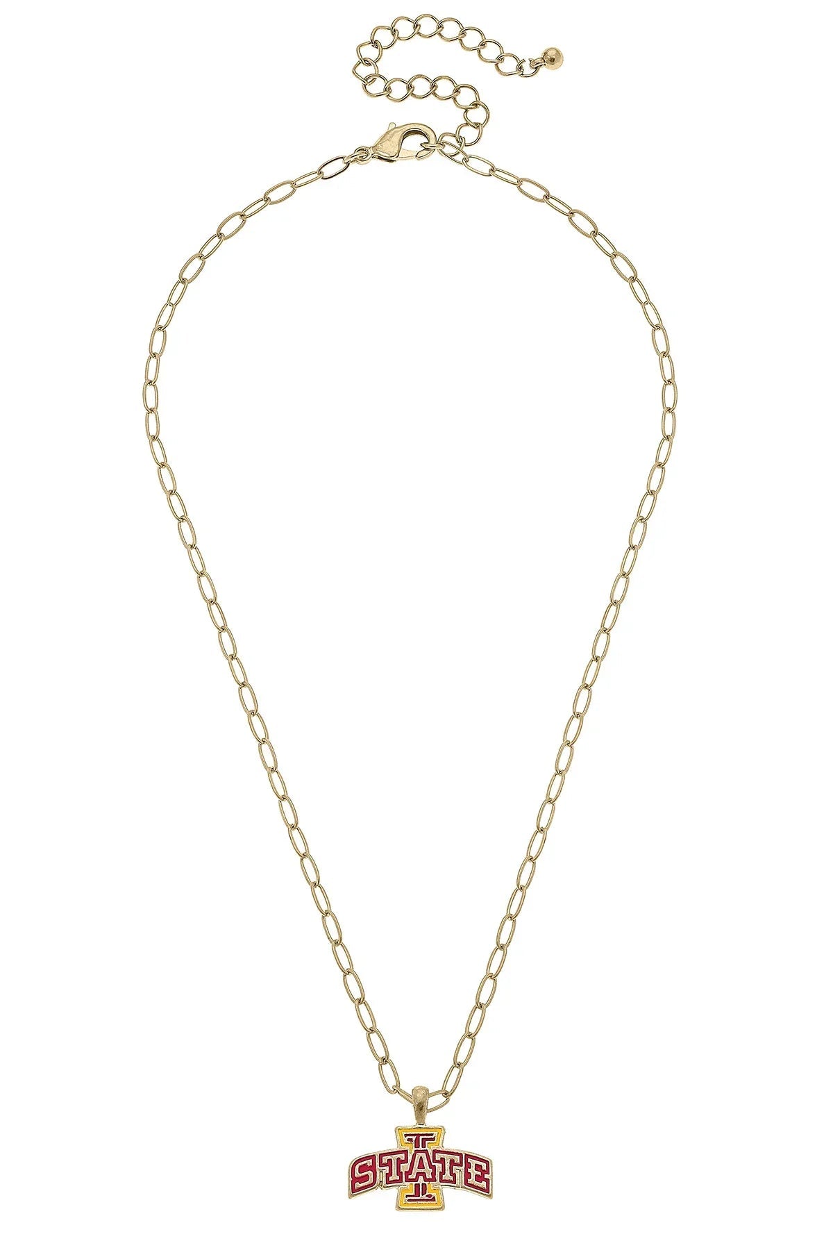 Iowa State Cyclones Enamel Pendant Necklace in Shiny Gold