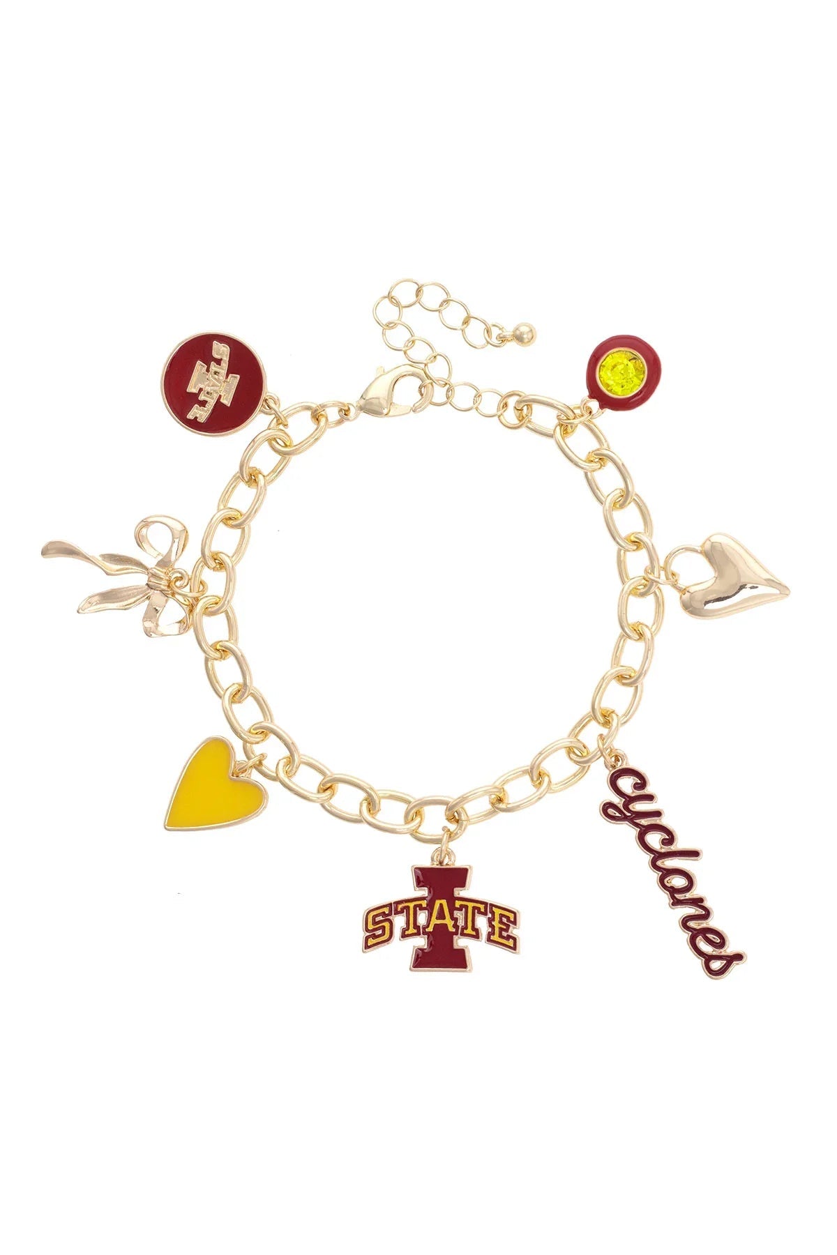 Iowa State Cyclones Enamel Icons Charm Bracelet in Shiny Gold