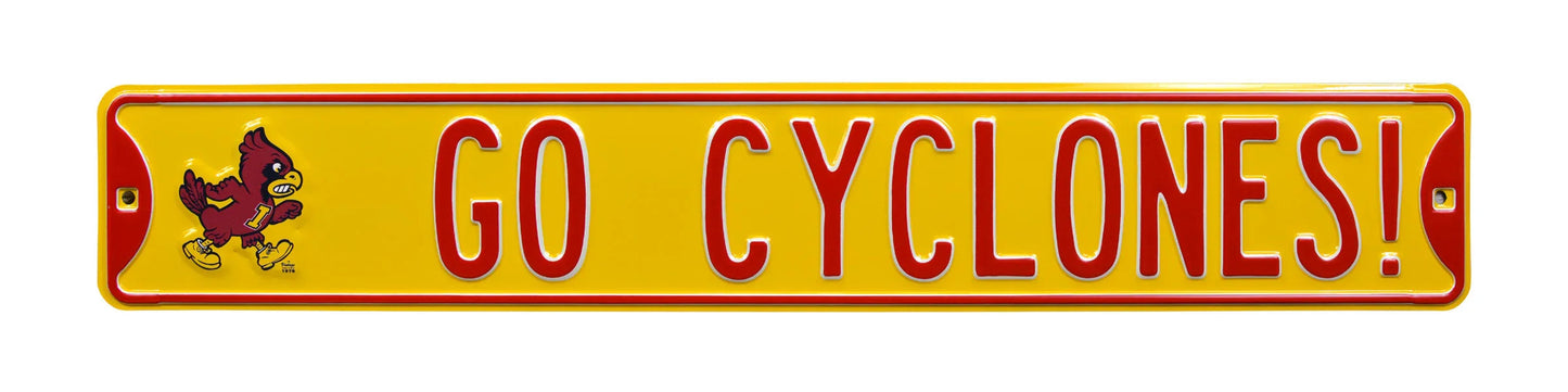Iowa State Cyclones Steel Street Sign with Logo-GO CYCLONES! 1978 Vintage