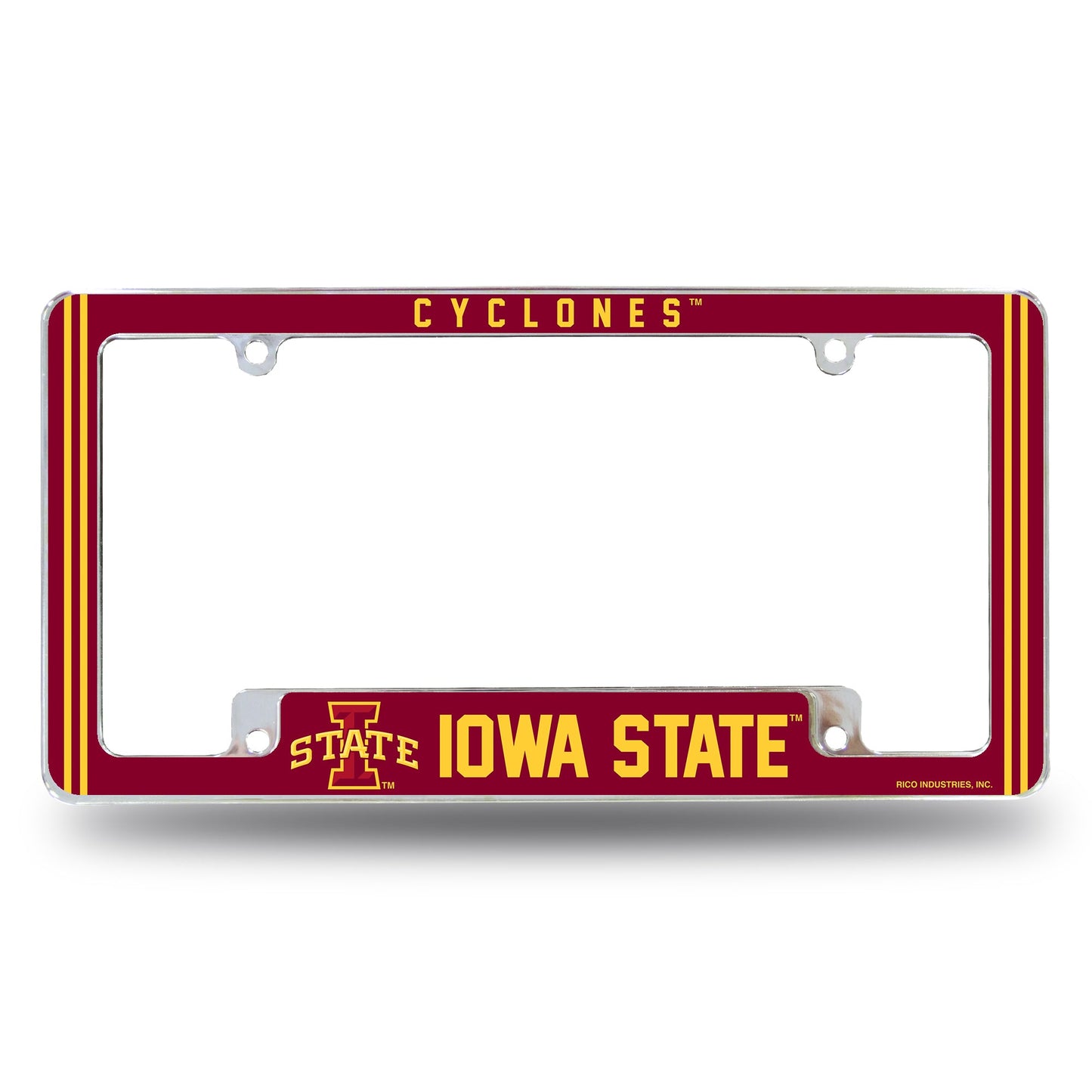 NCAA Iowa State Cyclones Classic 12" x 6" Chrome All Over Automotive License Plate Frame for Car/Truck/SUV