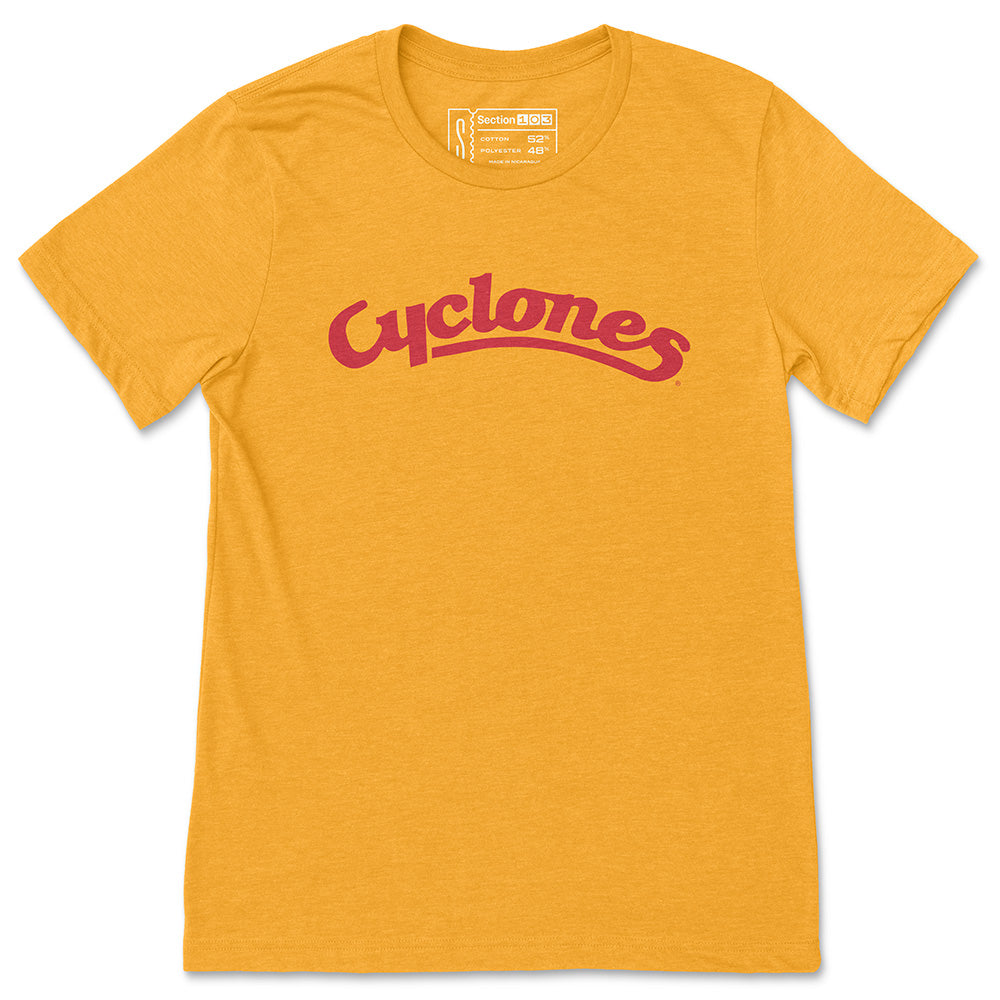 Iowa State Vintage Cyclones Script T-Shirt, Gold