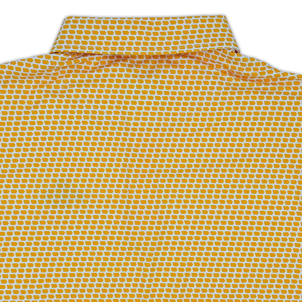 Iowa State Map Pattern Performance Polo, Gold
