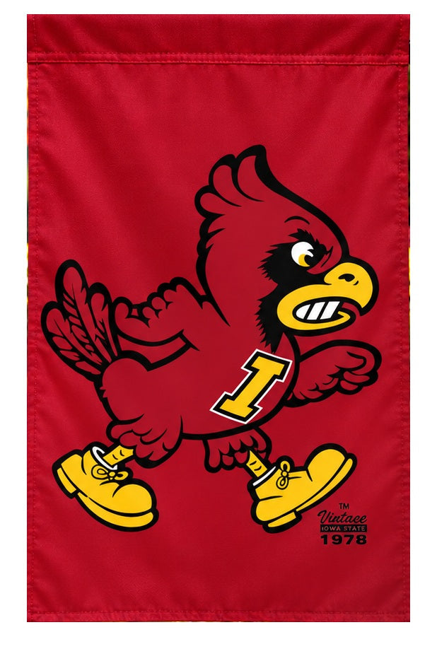 Iowa State Cyclones Vintage Angry Cy 2-Sided Cardinal Garden Flag 13x18