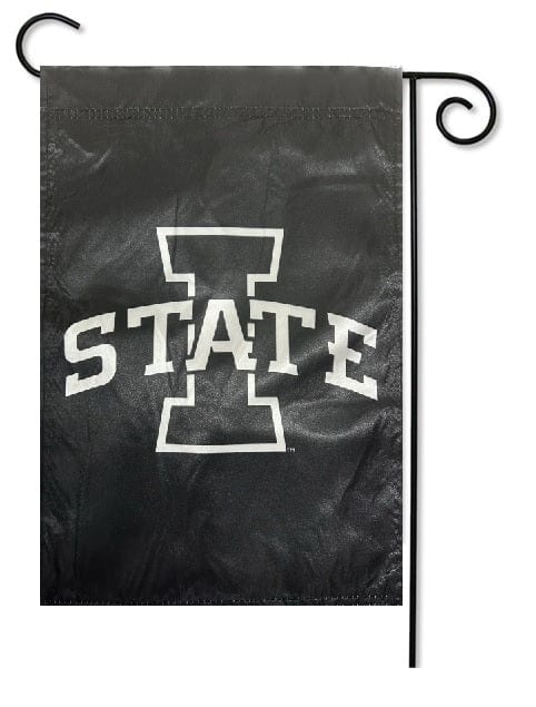 Iowa State Garden Flag 2 Sided Black White Logo