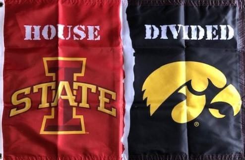 Iowa State vs Iowa House Divided Flag Rivalry 2 Sided Various Sizes