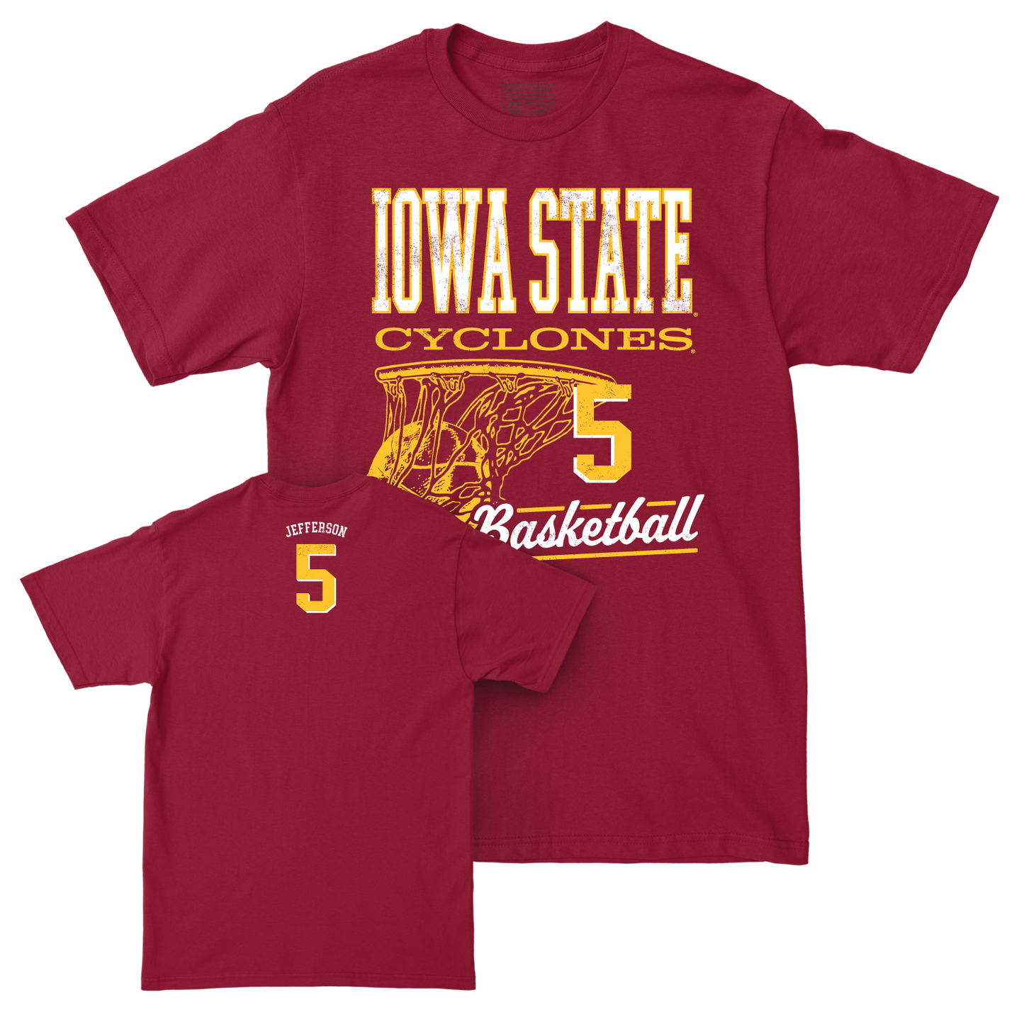 Iowa State Men's Basketball Crimson Hoops Tee - Joshua Jefferson