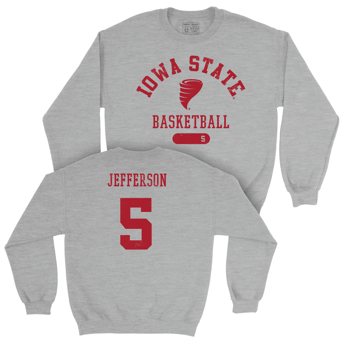 Iowa State Men's Basketball Sport Grey Varsity Crew - Joshua Jefferson | #5