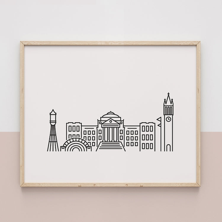 Ames, Iowa Skyline Line Art
