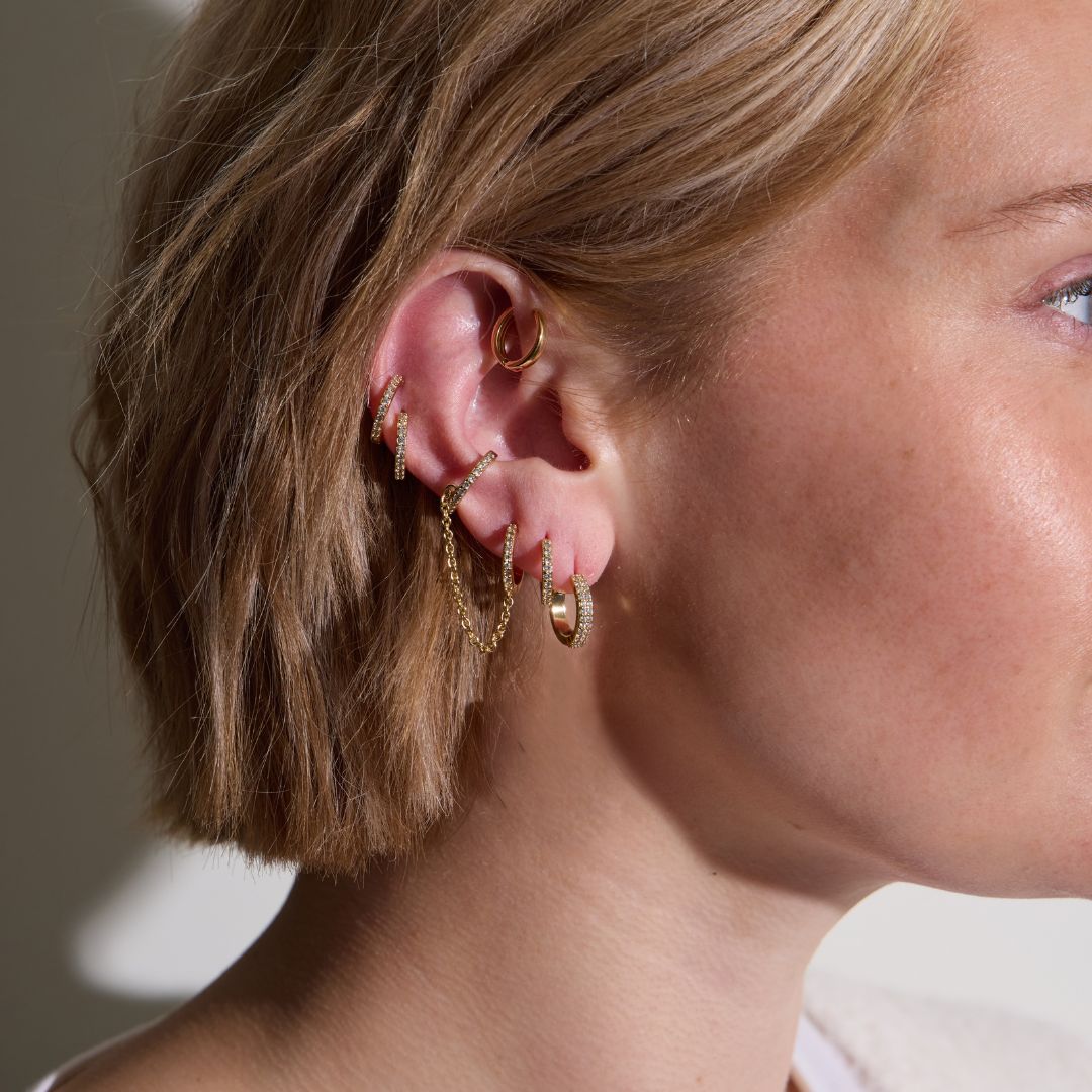 Double Pavé Huggie Earrings
