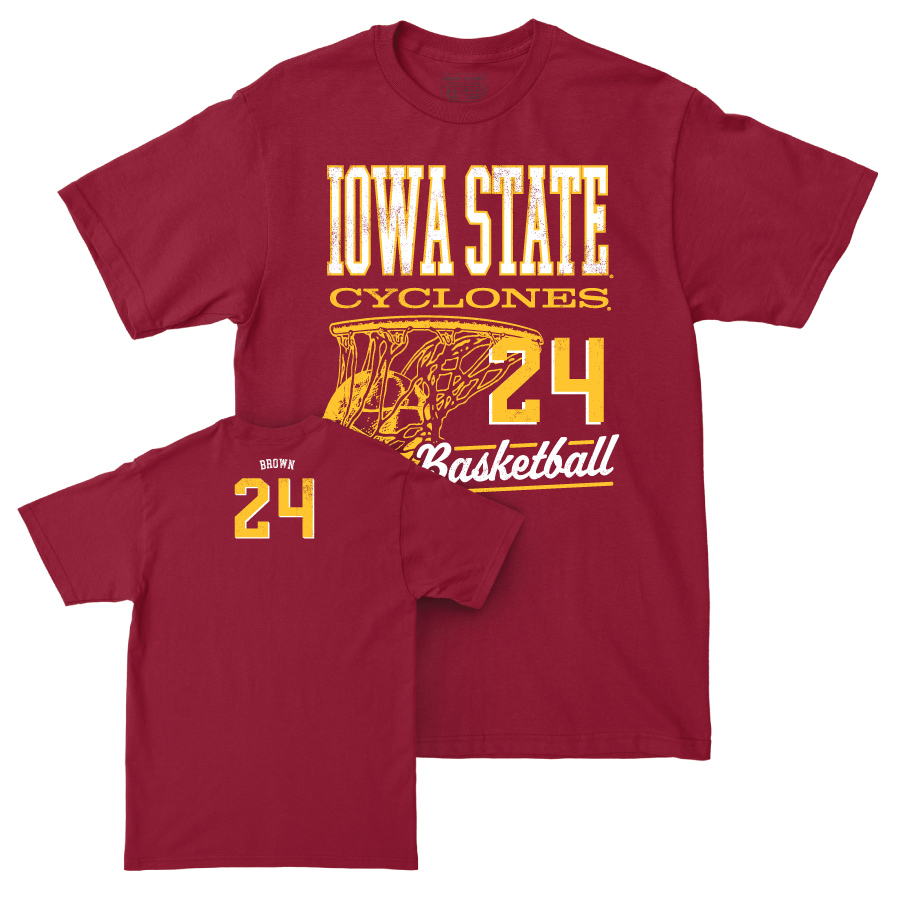 Iowa State Women's Basketball Crimson Hoops Tee - Addy Brown