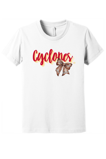 Cyclones Football Bow Youth Short Sleeve Tee