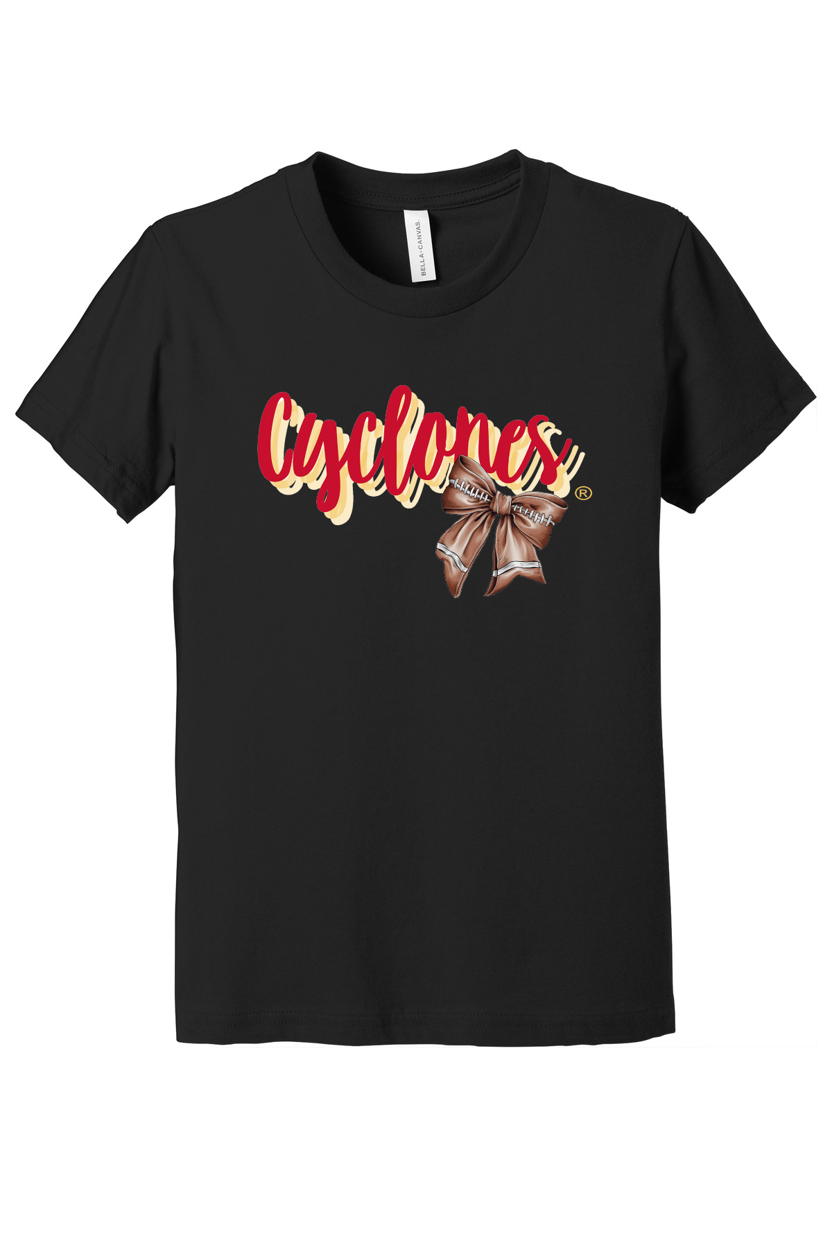 Cyclones Football Bow Youth Short Sleeve Tee