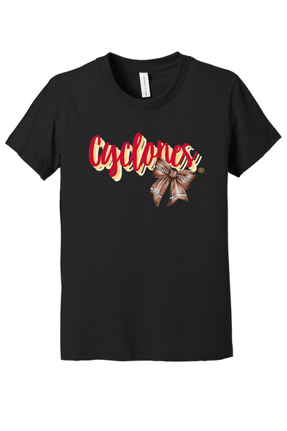 Cyclones Football Bow Youth Short Sleeve Tee
