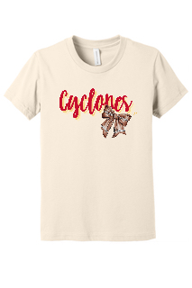 Cyclones Football Bow Youth Short Sleeve Tee