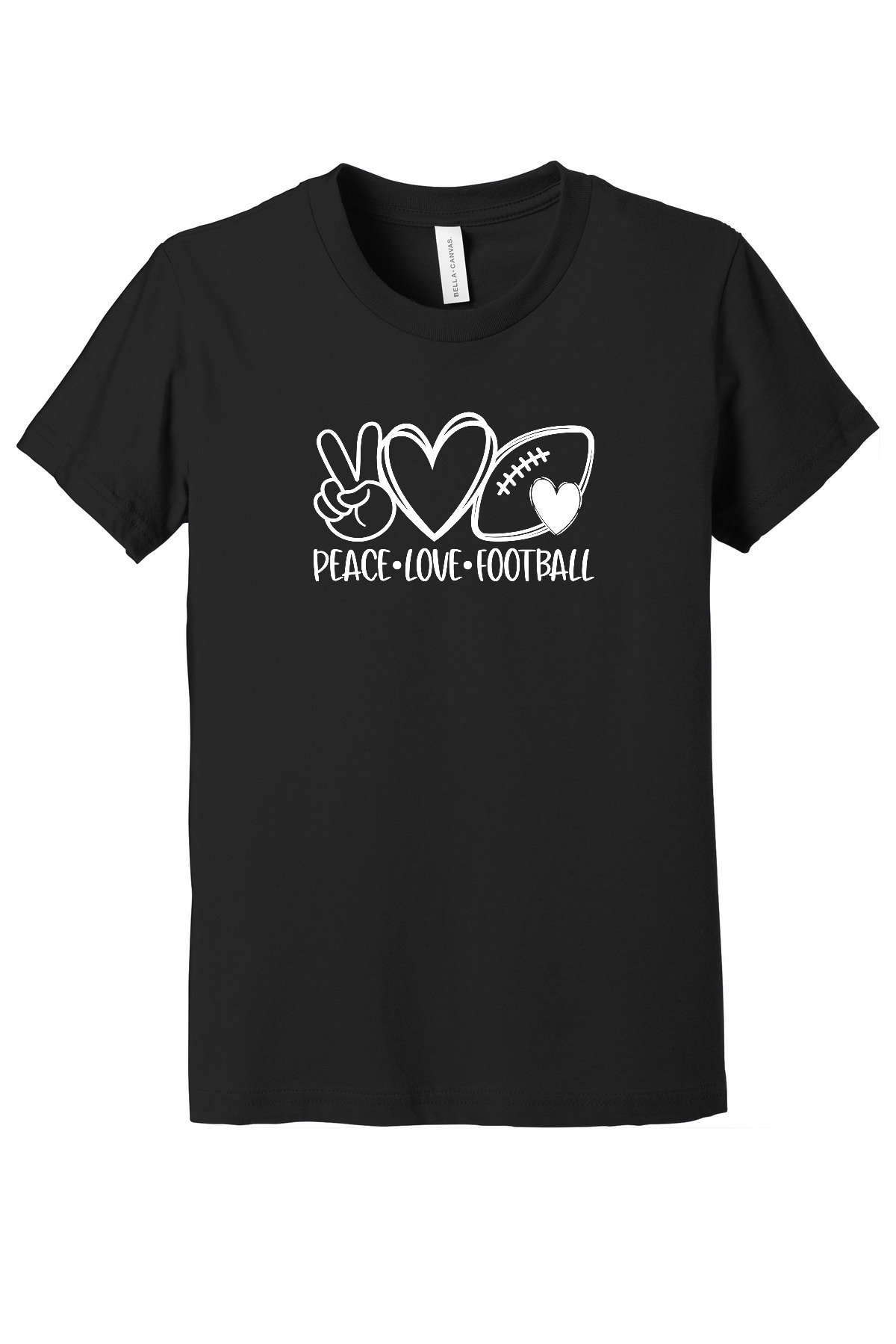 Peace Love Football Youth Short Sleeve Tee