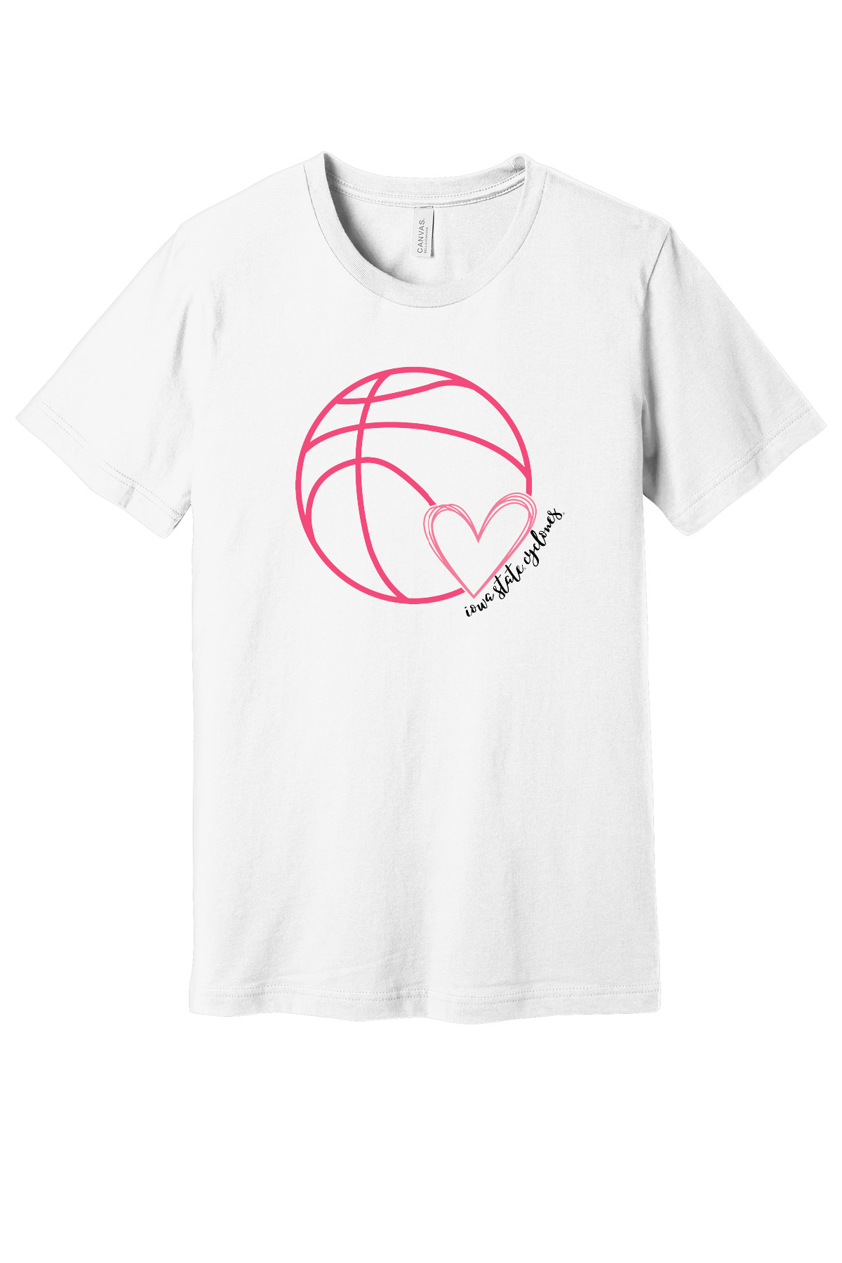 White - Basketball with Heart - Iowa State Cyclones Short Sleeve Tee