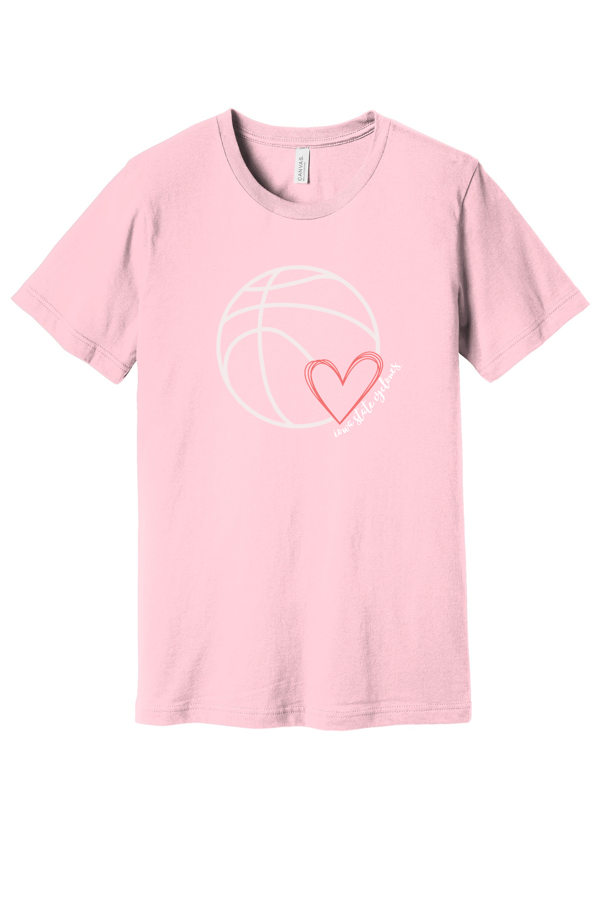 Pink - Basketball with Heart - Youth Short Sleeve Tee