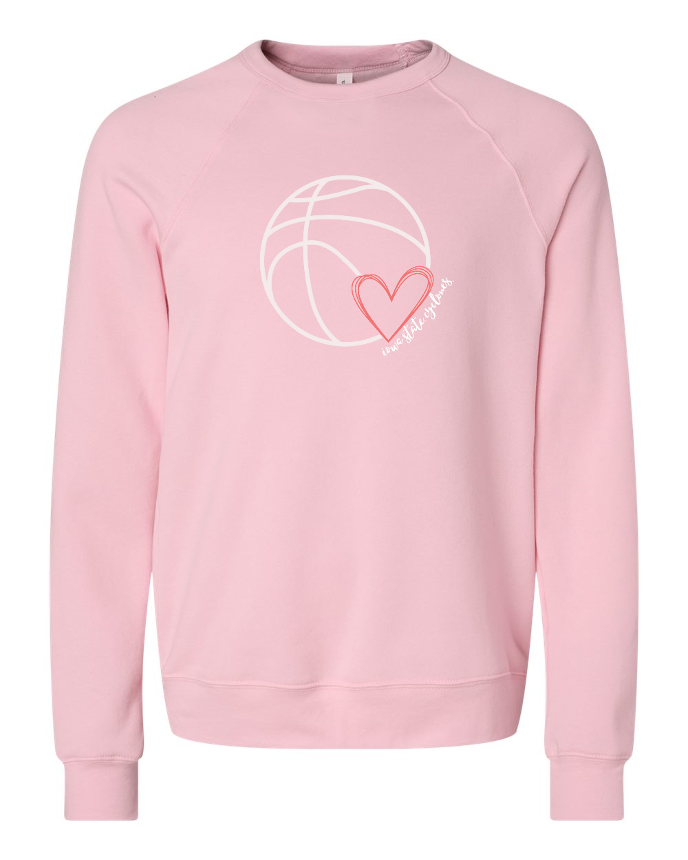 Pink - Basketball with Heart - Fleece Crewneck Sweatshirt
