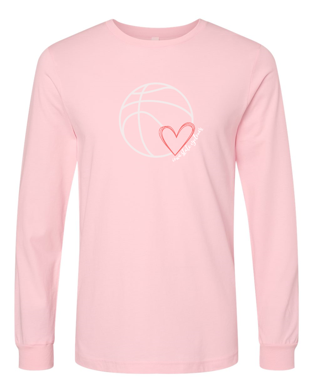 Pink - Basketball with Heart - Long Sleeve T-Shirt
