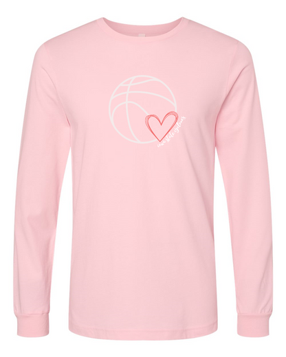 Pink - Basketball with Heart - Long Sleeve T-Shirt