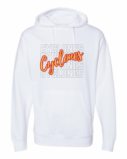 White - Cyclones Ripple - Midweight Hooded Sweatshirt