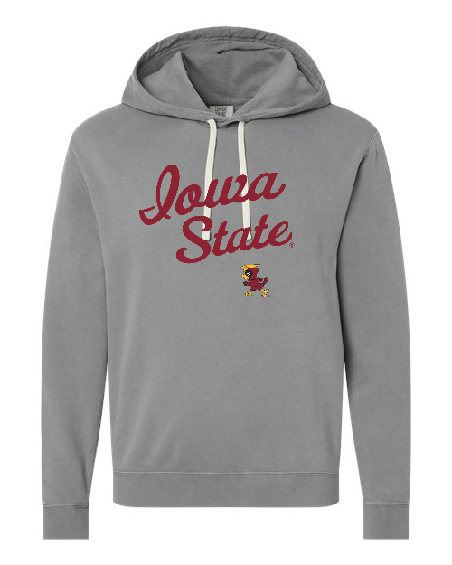 Vintage Iowa State Garment-Dyed Lightweight Fleece Hooded Sweatshirt