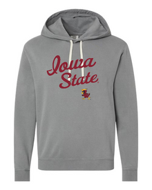 Vintage Iowa State Garment-Dyed Lightweight Fleece Hooded Sweatshirt