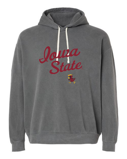 Vintage Iowa State Garment-Dyed Lightweight Fleece Hooded Sweatshirt