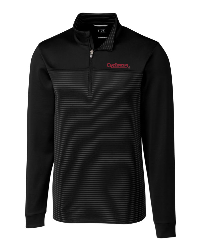 Cyclones Cutter & Buck Traverse Stripe Stretch Quarter Zip Mens Pullover
