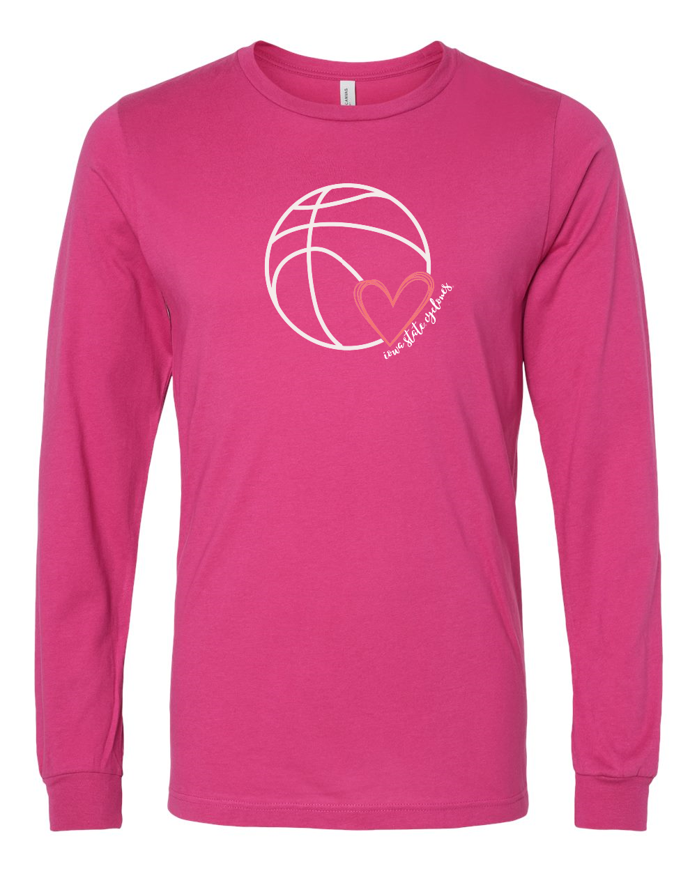 Pink - Basketball with Heart - Long Sleeve T-Shirt