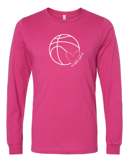 Pink - Basketball with Heart - Long Sleeve T-Shirt