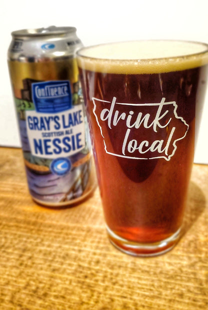 Drink Local Iowa Pint Glass