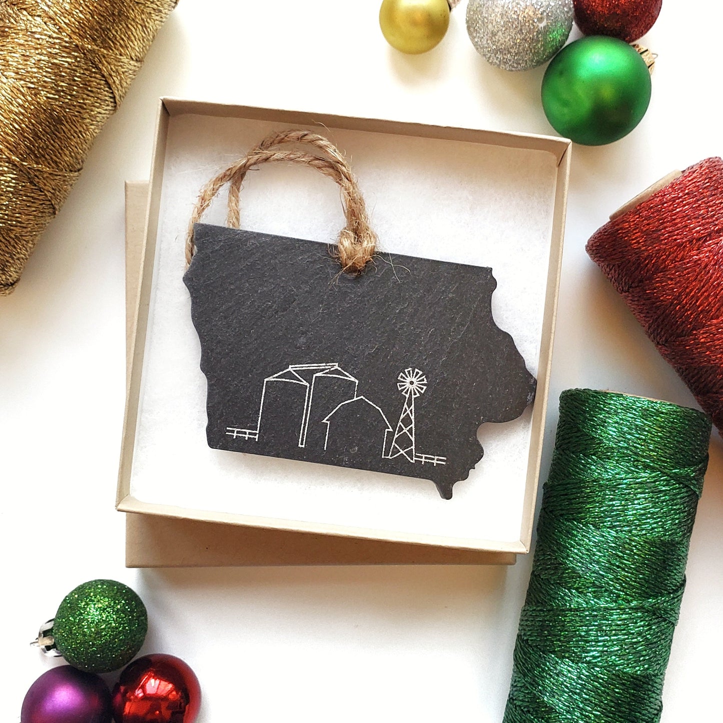 Iowa Home Slate Ornament