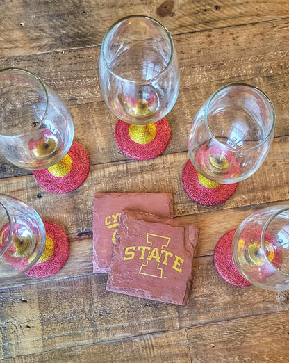 Iowa State Inspired 14 oz. Glitter Wine Glass