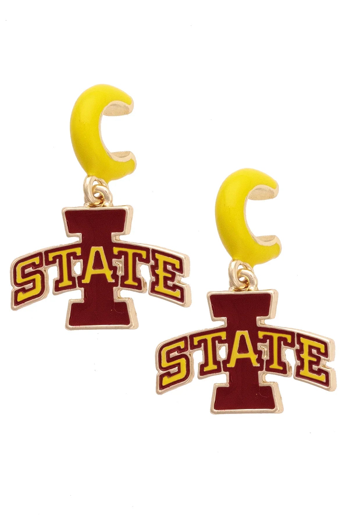 Iowa State Cyclones Enamel Logo Huggie Hoop Earrings in Yellow