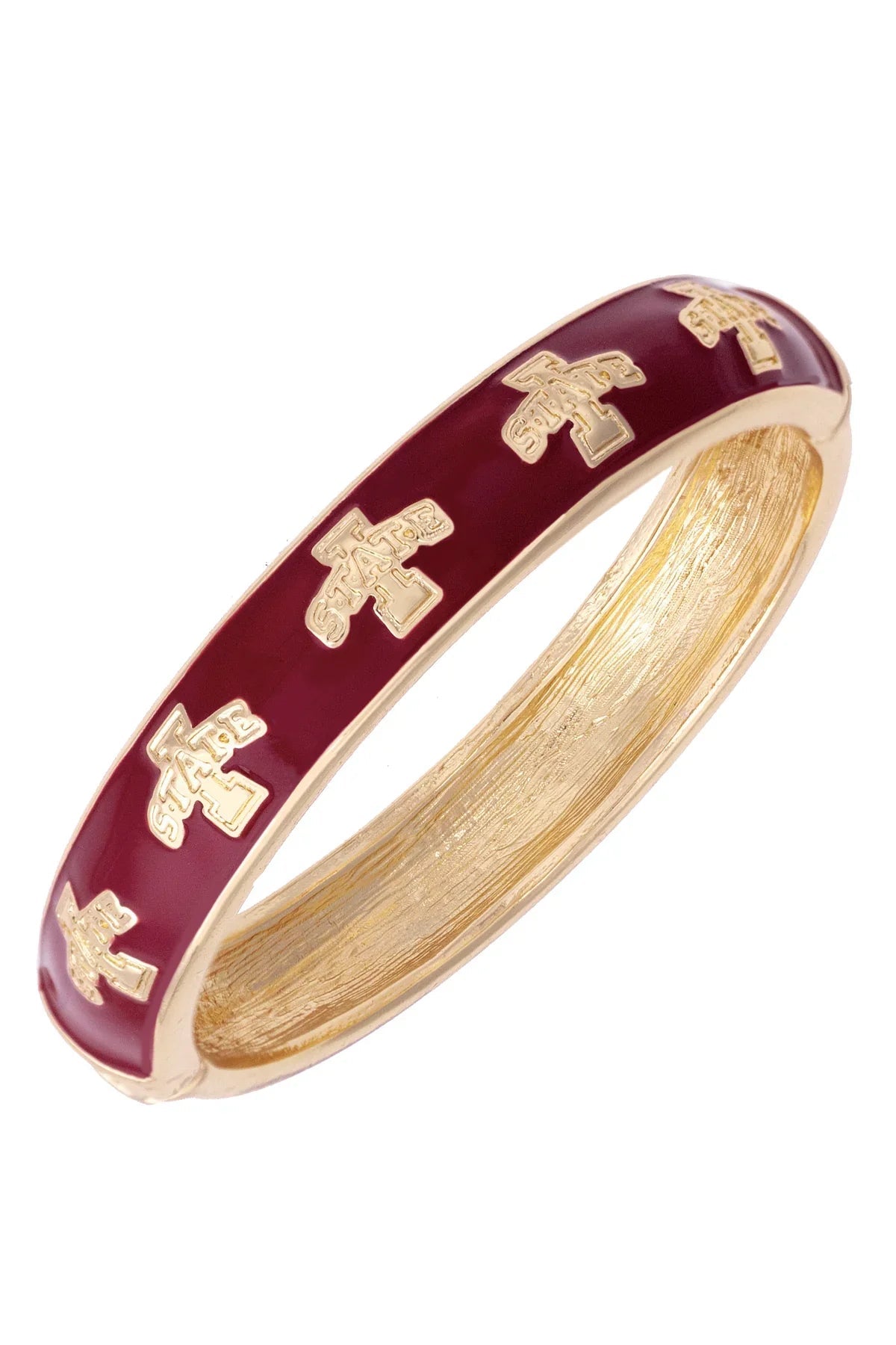 Iowa State Cyclones Sculpted Enamel Logo Hinge Bangle in Red