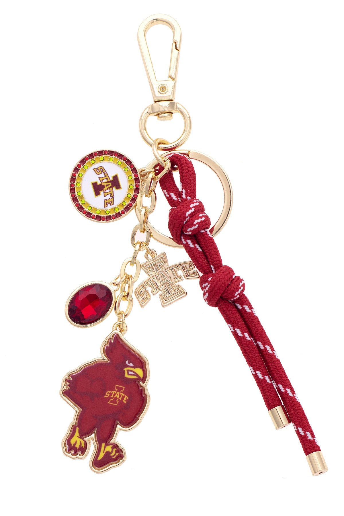 Iowa State Cyclones Cluster Bag Charm in Cardinal & Shiny Gold