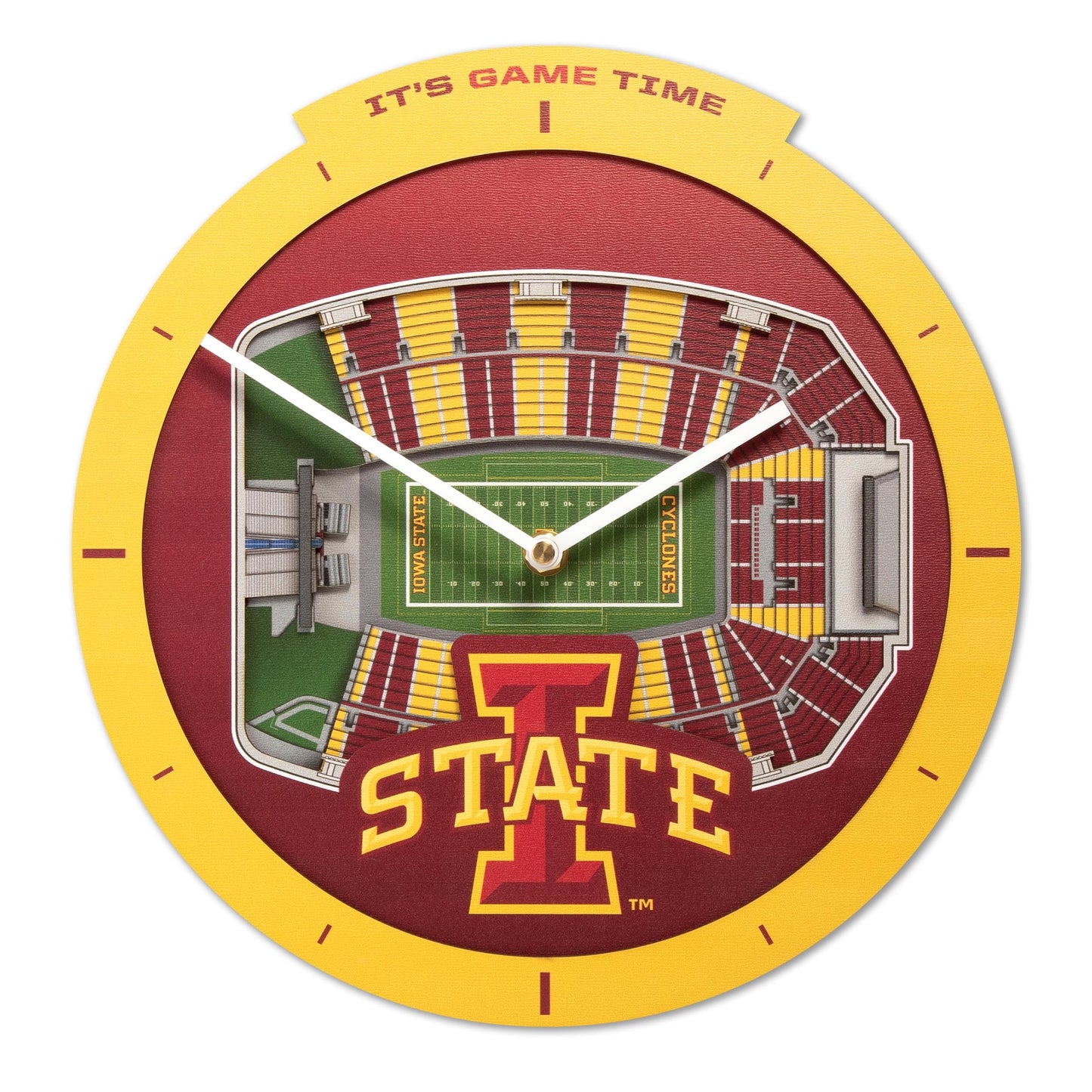 YouTheFan NCAA Iowa State Cyclones 3D StadiumView Clock