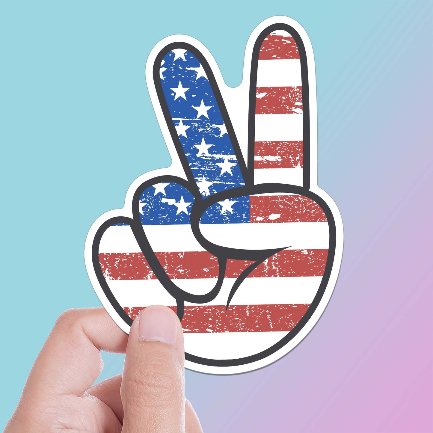 American Flag Peace Sign Sticker - Cool Patriotic USA Decal
