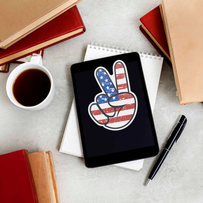 American Flag Peace Sign Sticker - Cool Patriotic USA Decal