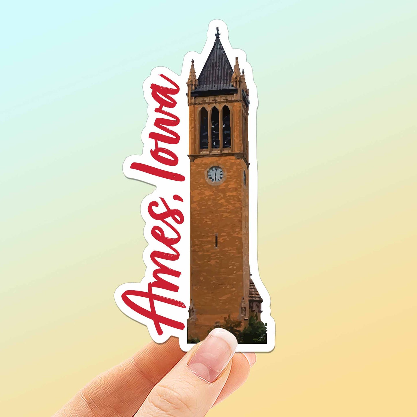 Ames Iowa Clock Tower Sticker - Cute Midwest Decals