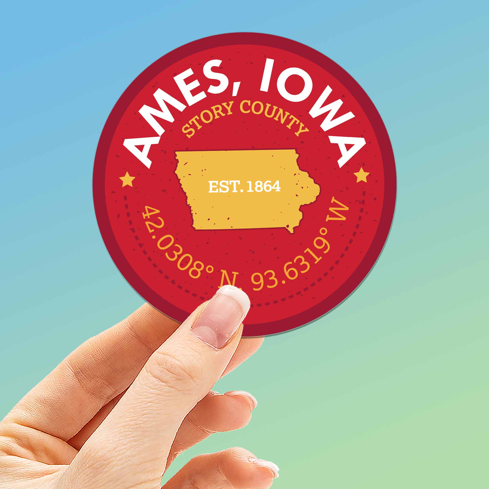 Ames Iowa Coordinates Sticker - Cute Midwest Decals – Cyclone Fanatic Shop