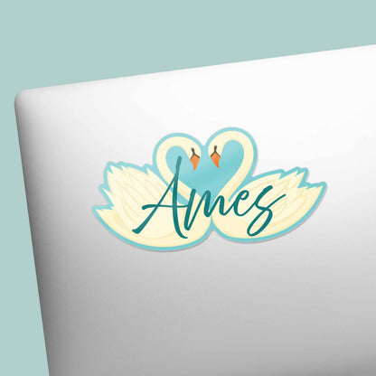 Ames Iowa Swans Sticker - Cute Midwest Decals