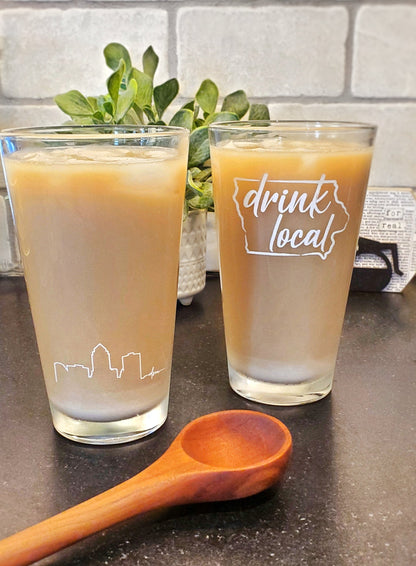 Drink Local Iowa Pint Glass