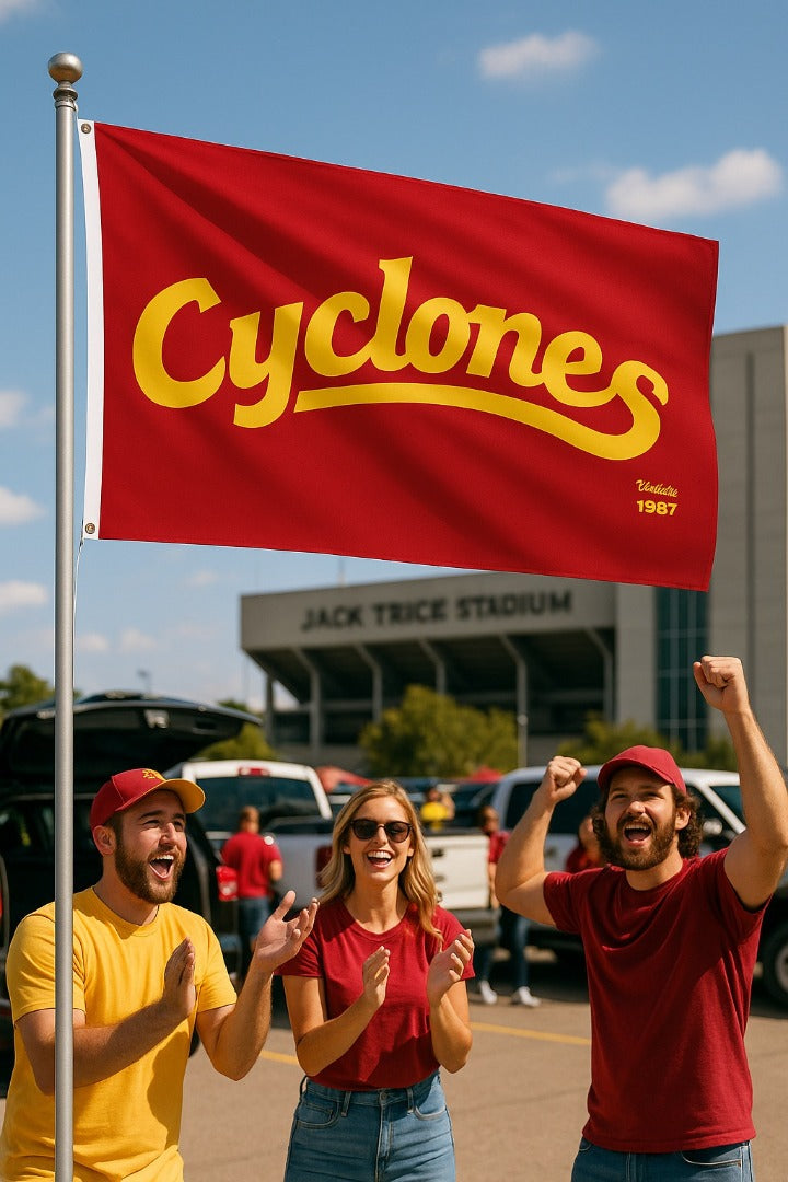 Cyclones Script Logo 2 Sided 3x5 Flag