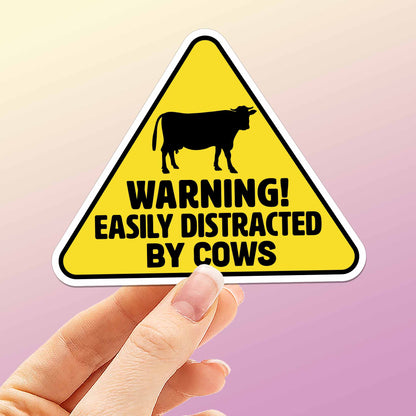 Easily Distracted by Cows Sticker - Funny Farm Decal