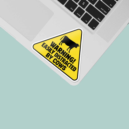 Easily Distracted by Cows Sticker - Funny Farm Decal