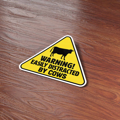 Easily Distracted by Cows Sticker - Funny Farm Decal